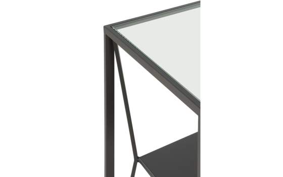 Consola de Forja y Acero con Estante y Tapa Cristal Serie Andion