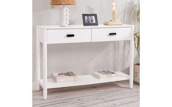 Consola Entrada 2 Cajones Color Lacado Blanco Serie Albada