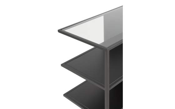 Consola Entrada en Forja con 2 Estantes y Tapa Cristal Andion