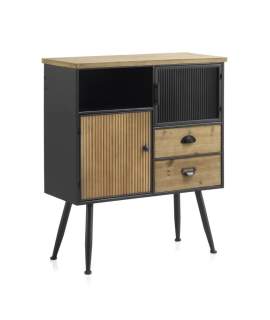 Consola Entrada Madera Natural y Acero Negro Serie Aitanti