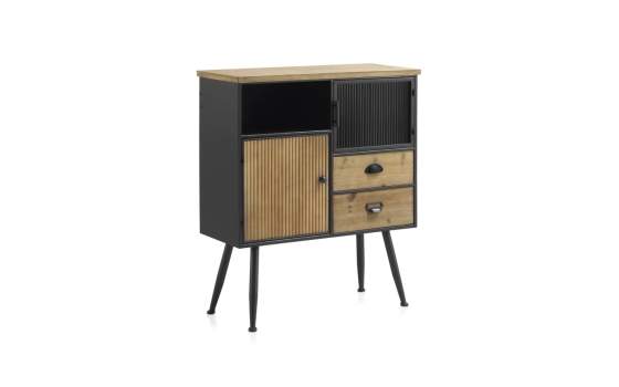 Consola Entrada Madera Natural y Acero Negro Serie Aitanti