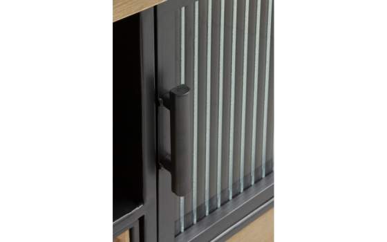 Consola Entrada Madera Natural y Acero Negro Serie Aitanti