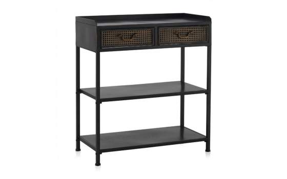 Consola Metalica Industrial 2 Cajones Negro Bronce Adenaren