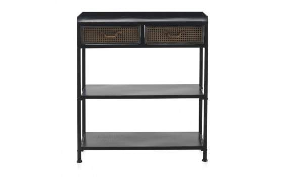 Consola Metalica Industrial 2 Cajones Negro Bronce Adenaren