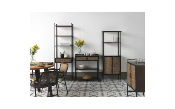 Consola Metalica Industrial 2 Cajones Negro Bronce Adenaren