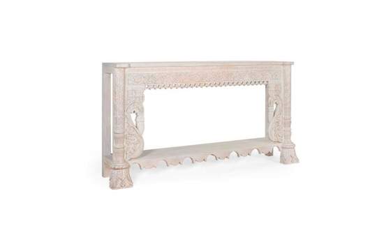 Consola Para Recibidor Madera Tallada Blanco Decape Aditas