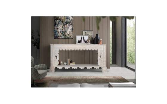 Consola Para Recibidor Madera Tallada Blanco Decape Aditas