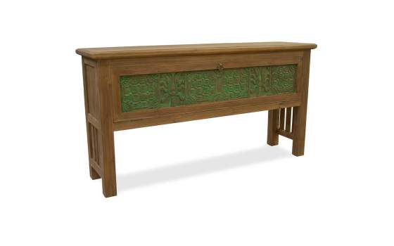 Consola Recibidor 1 Puerta Tallada Verde - Serie Alvinz