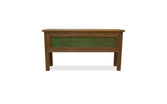Consola Recibidor 1 Puerta Tallada Verde - Serie Alvinz