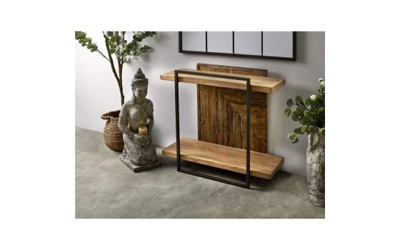 Consola Recibidor 2 Baldas Madera Reciclada Metal Venatici