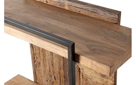 Consola Recibidor 2 Baldas Madera Reciclada Metal Venatici