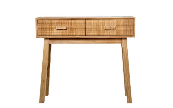 Consola Recibidor 2 Cajones Madera Natural Tallada Ardoll