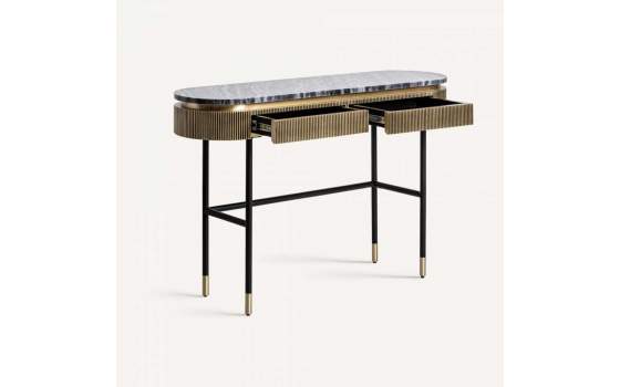 Consola Recibidor 2 Cajones Metal Madera Serie Valbruna