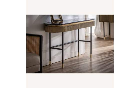 Consola Recibidor 2 Cajones Metal Madera Serie Valbruna