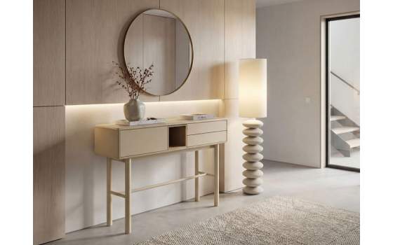 Consola Recibidor 3 Cajones y Hueco Estante Beige Serie Mollaris