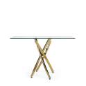 Consola Recibidor Acero Inoxidable Oro y Cristal Serie Aberlin