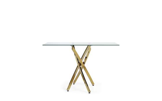Consola Recibidor Acero Inoxidable Oro y Cristal Serie Aberlin