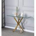 Consola Recibidor Acero Inoxidable Oro y Cristal Serie Aberlin