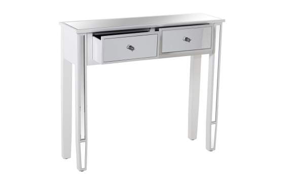 Consola Recibidor Blanca y Espejo 2 Cajones Serie Blarne