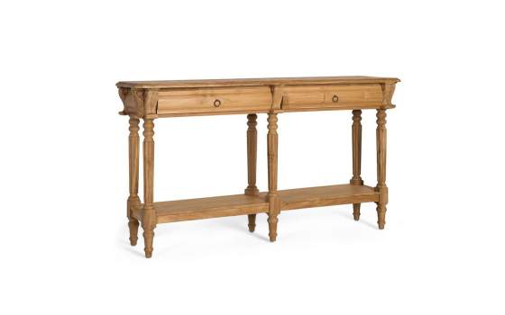 Consola Recibidor Clasica Madera Teca 2 Cajones Avrile