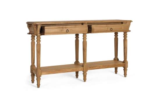 Consola Recibidor Clasica Madera Teca 2 Cajones Avrile