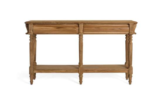 Consola Recibidor Clasica Madera Teca 2 Cajones Avrile