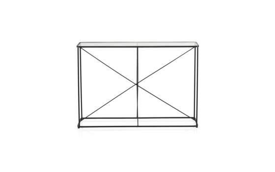 Consola Recibidor de Forja y Acero Tapa Cristal Serie Andion