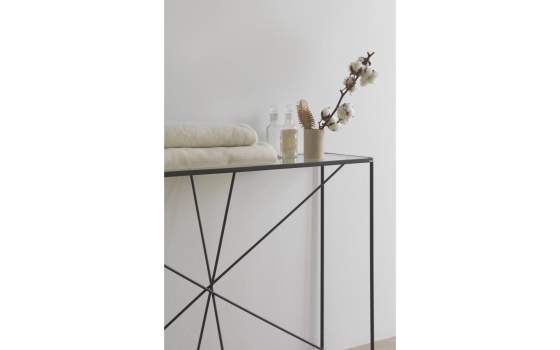 Consola Recibidor de Forja y Acero Tapa Cristal Serie Andion