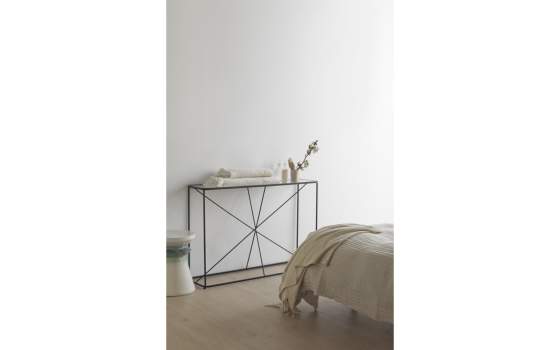 Consola Recibidor de Forja y Acero Tapa Cristal Serie Andion