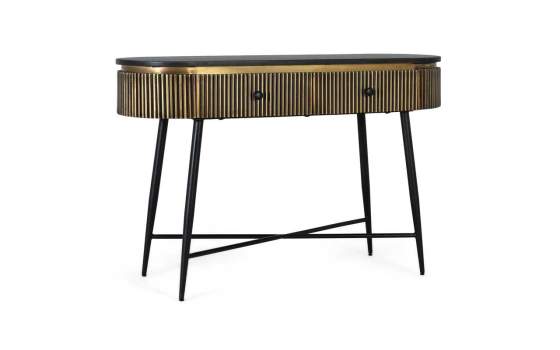 Consola Recibidor Diseño Actual 2 Cajones Negro Oro - Aboiat
