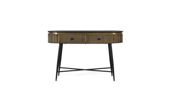 Consola Recibidor Diseño Actual 2 Cajones Negro Oro - Aboiat