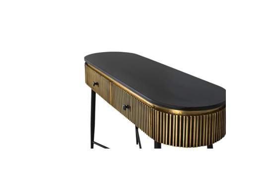 Consola Recibidor Diseño Actual 2 Cajones Negro Oro - Aboiat