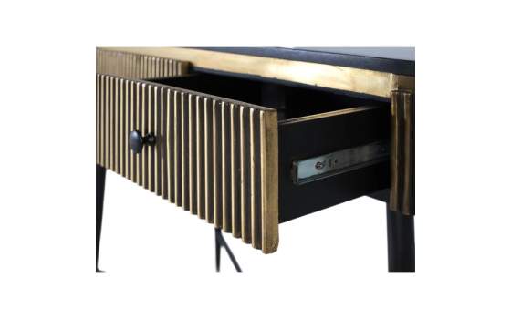 Consola Recibidor Diseño Actual 2 Cajones Negro Oro - Aboiat