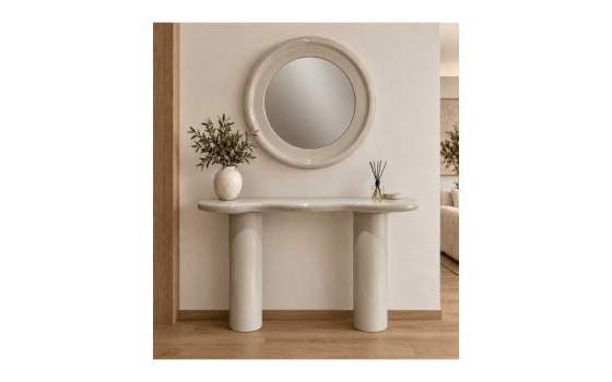 Consola Recibidor Formas Color Latte Brillo - Serie Amalfi