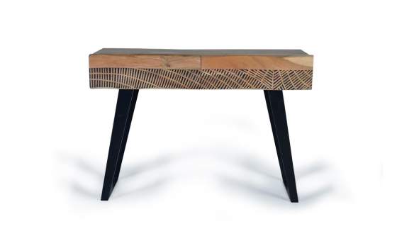 Consola Recibidor Madera Maciza Acacia 2 Cajones Alvird