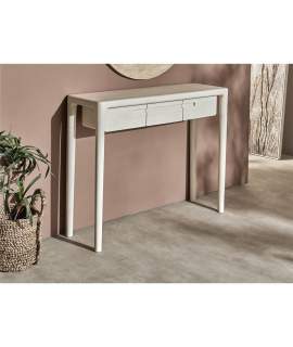Consola Recibidor Madera Mango Color Blanco Crema Avio