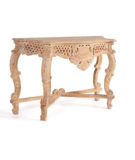 Consola Recibidor Madera Tallada Blanco Glaseado Serie Aditas