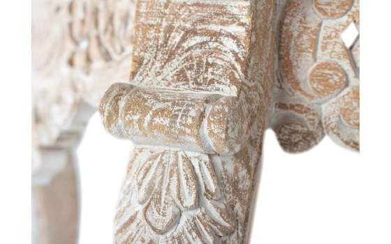 Consola Recibidor Madera Tallada Blanco Glaseado Serie Aditas