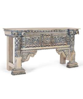 Consola Recibidor Oriental Madera Maciza Color Azulon Aclest