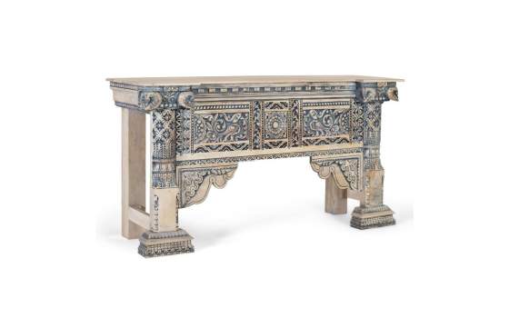 Consola Recibidor Oriental Madera Maciza Color Azulon Aclest