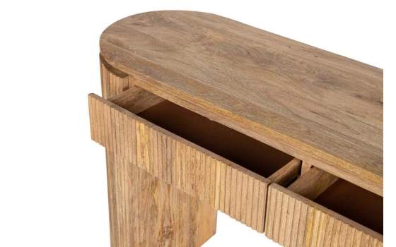 Consola Recibidor Oval Madera Mango Natural Serie Myra