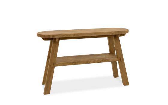 Consola Recibidor Ovalada Teca Rustica Serie Aferoe