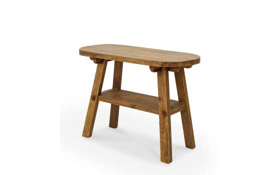 Consola Recibidor Ovalada Teca Rustica Serie Aferoe