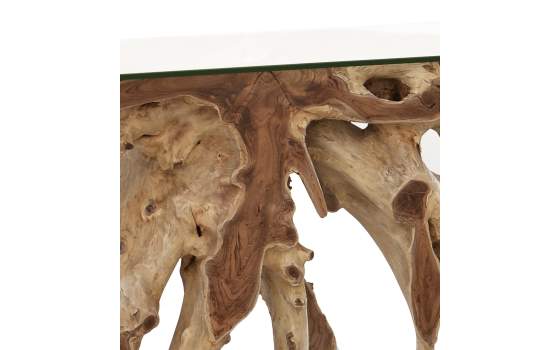 Consola Recibidor Raiz Teca y Cristal Serie Arestar Consola Recibidor Raiz Teca y Cristal Serie Arestar