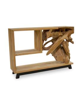 Consola Recibidor Rustica Madera y Raiz de Teca - Serie Arceda