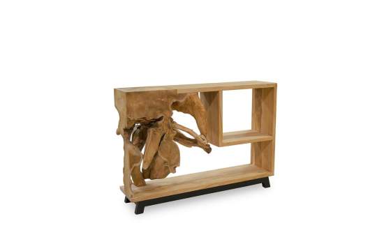 Consola Recibidor Rustica Madera y Raiz de Teca - Serie Arceda