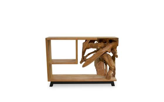 Consola Recibidor Rustica Madera y Raiz de Teca - Serie Arceda