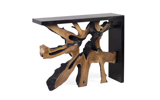 Consola Recibidor Rustica Madera y Raiz Teca Negra - Arceda