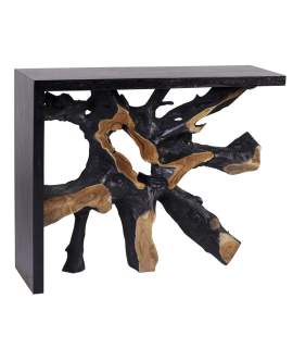 Consola Recibidor Rustica Madera y Raiz Teca Negra - Arceda