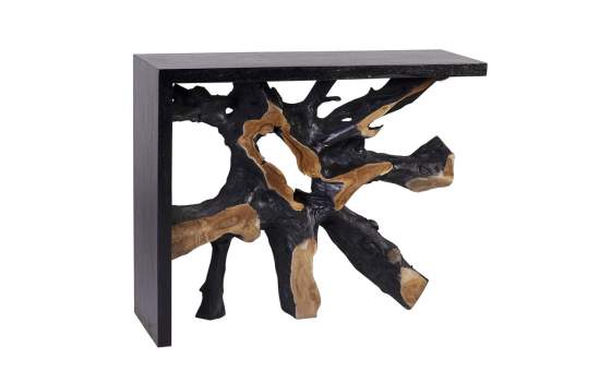 Consola Recibidor Rustica Madera y Raiz Teca Negra - Arceda